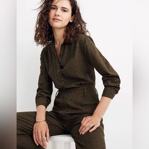 Seamed Coverall Jumpsuit in Grid Dot